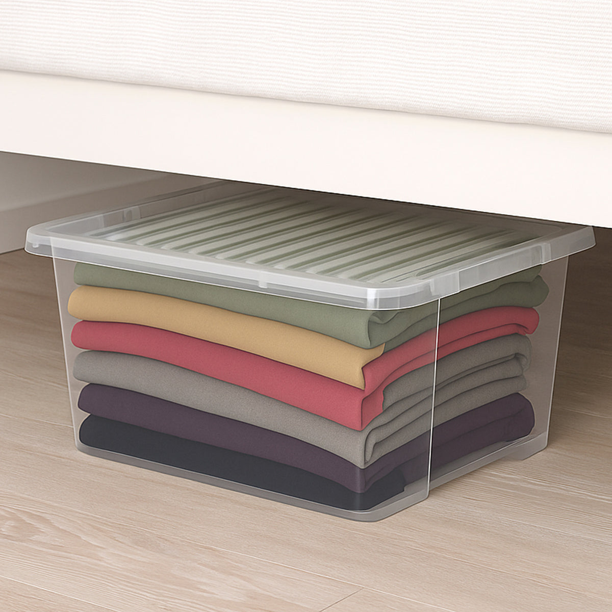 30L Clear Box with Clear Lid by STASH'D Storage –  Pack of 1 or 4