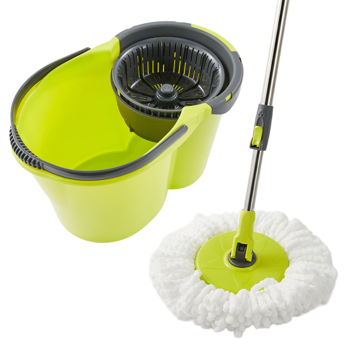 Microfibre Spin Mop & 16L Bucket Set – Green & White