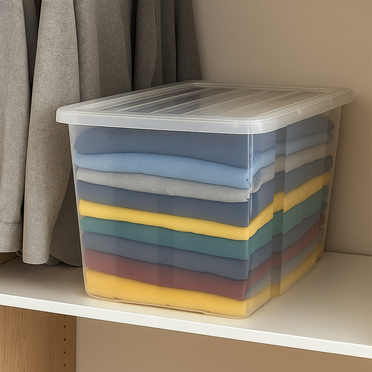 50L Clear Plastic Box with Clear Lid by STASH'D Storage –  Pack of 1 or 3