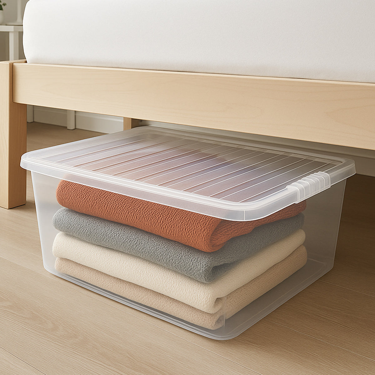 30L Underbed Clear Box with Clear Lid by STASH'D Storage – Pack of 1 or 4