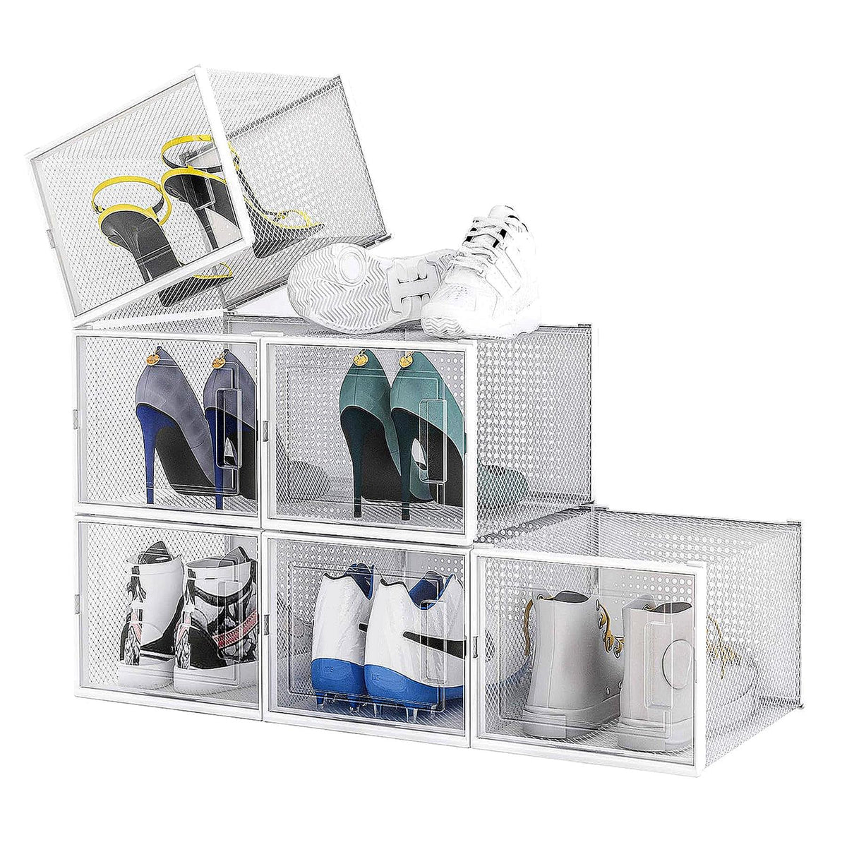 Clear Shoe Box Stackable Clickable Storage - Pack of 6 or 12