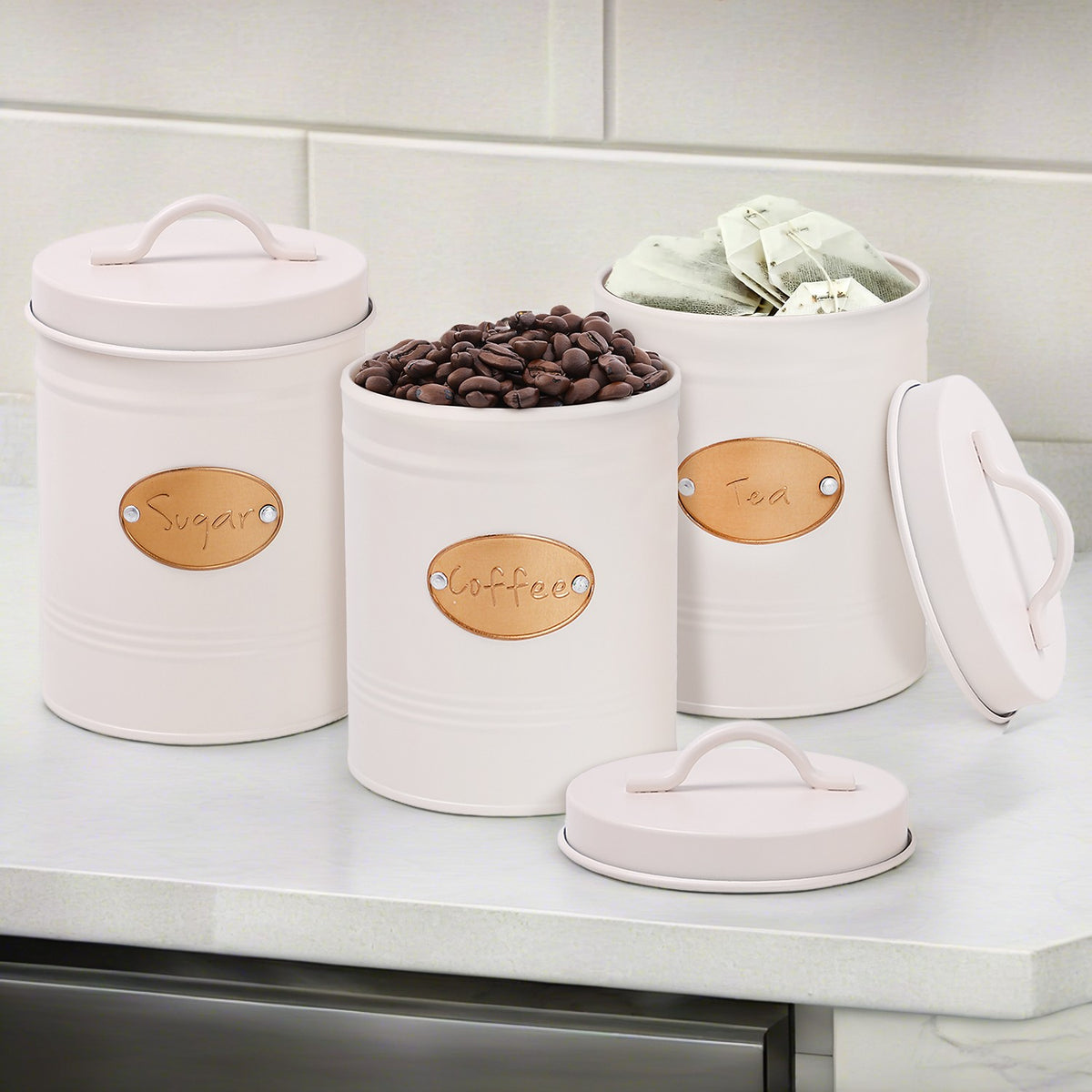 4 Piece Cream Kitchen Canister Set