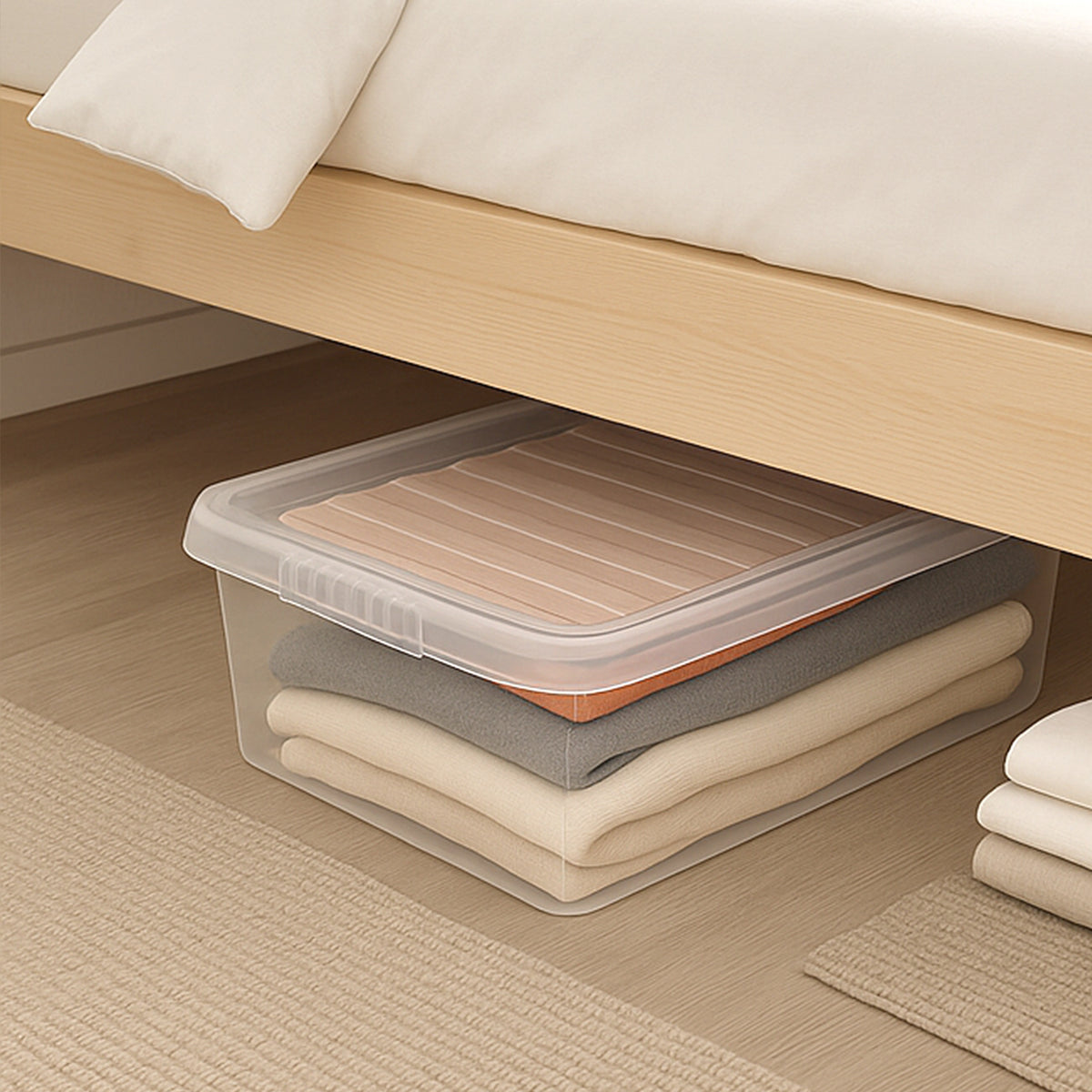 30L Underbed Clear Box with Clear Lid by STASH'D Storage – Pack of 1 or 4