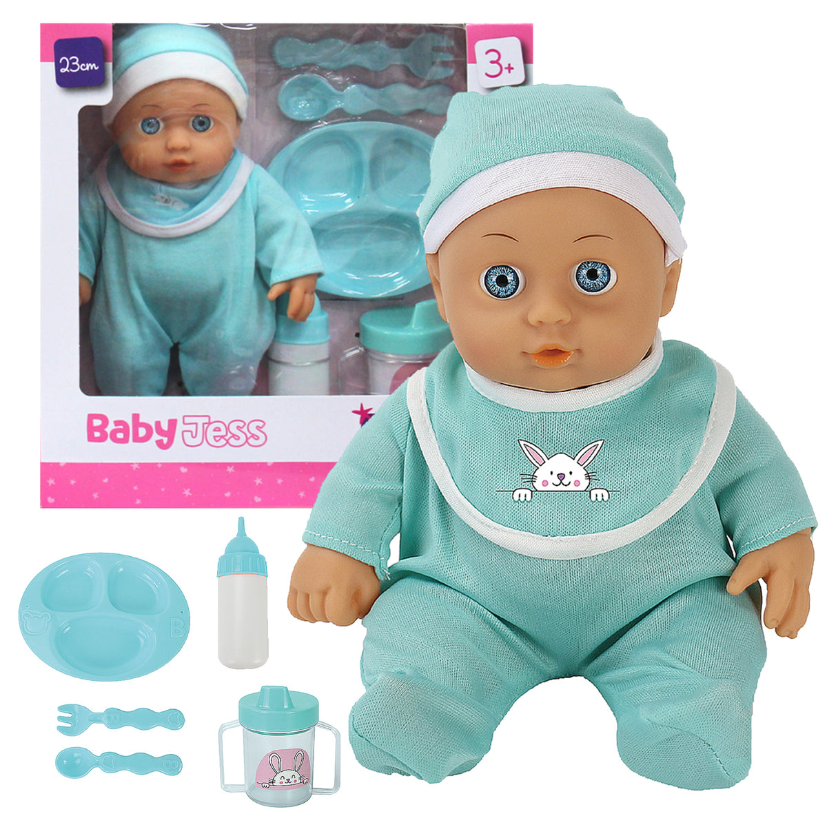23cm Baby Doll with Accessories | Pink or Blue Set