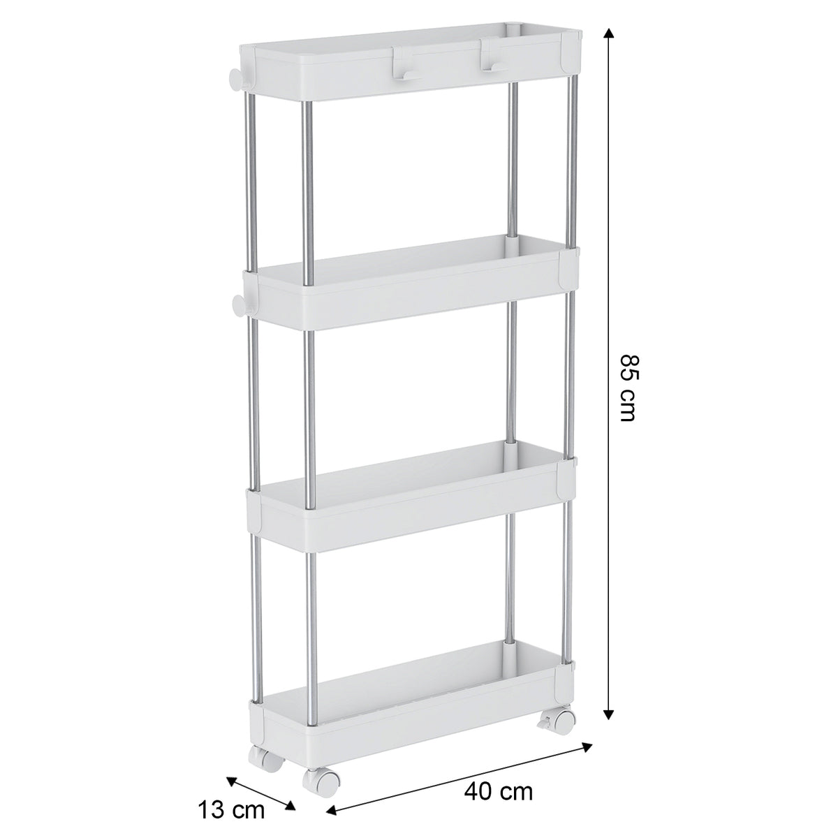 4 Tier Slim Storage Trolley with Wheels – Black or White