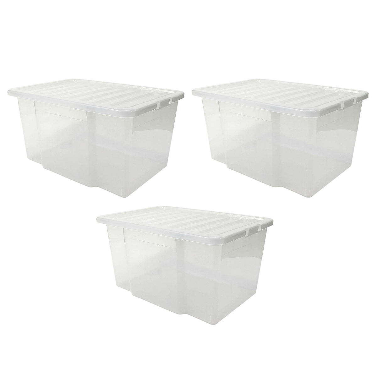 50L Clear Plastic Box with Clear Lid by STASH'D Storage –  Pack of 1 or 3