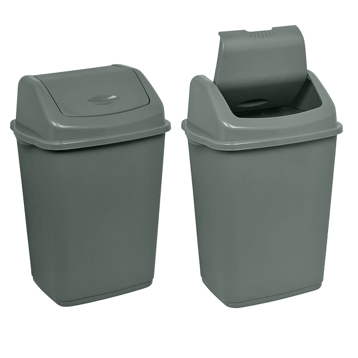 30 Litre Rectangular Bin with Swing Top Lid – Black or Silver