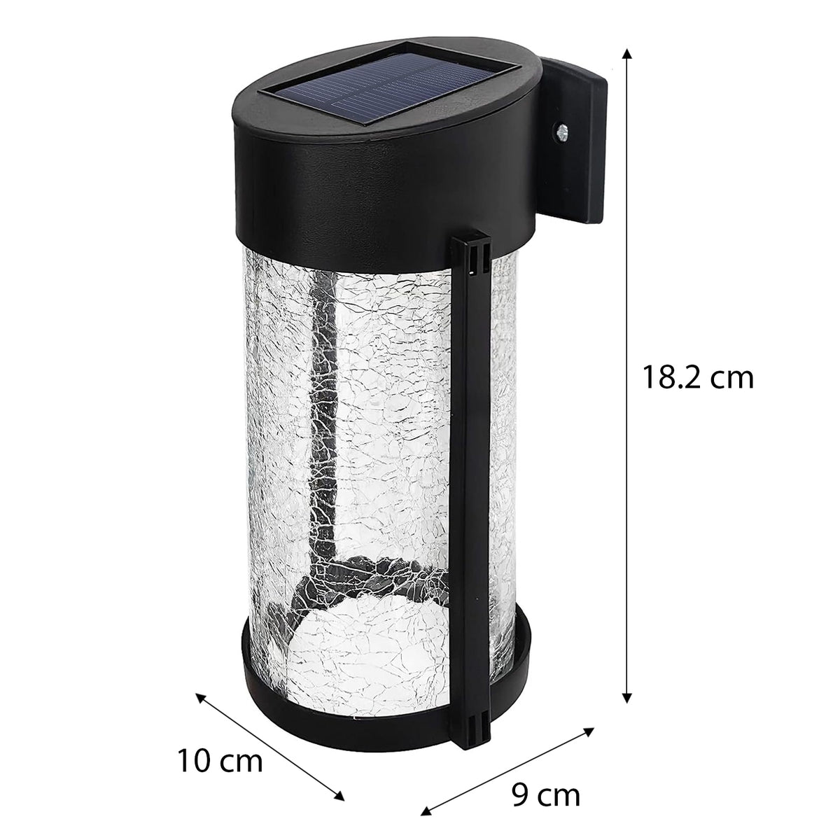 Set of 2 Solar Crackled Glass Wall Lights