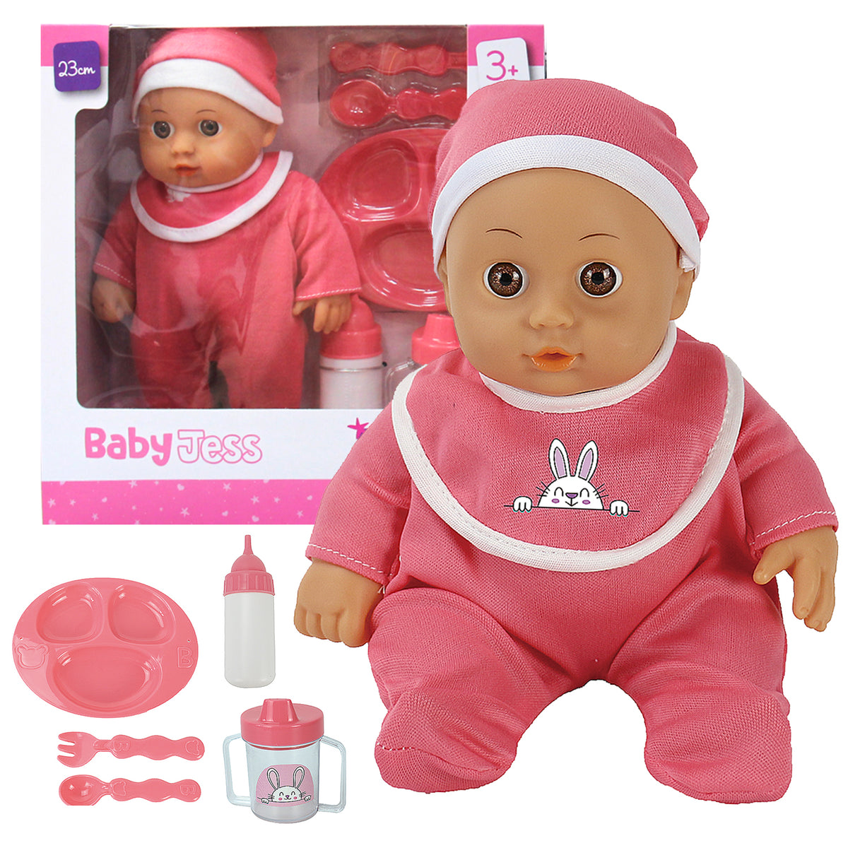 23cm Baby Doll with Accessories | Pink or Blue Set