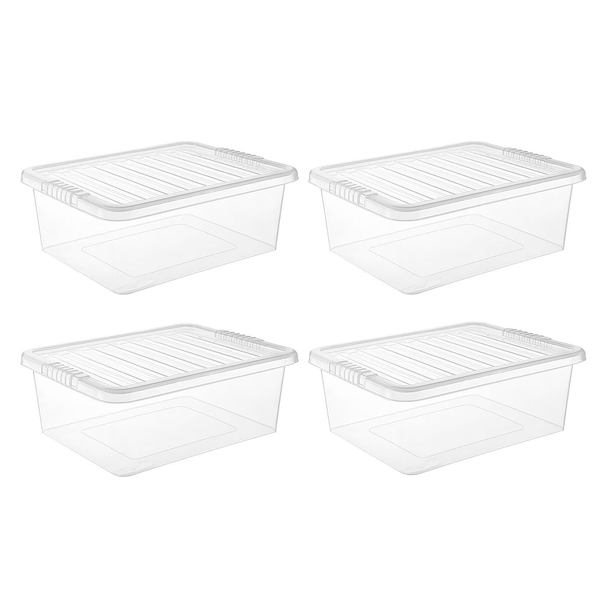 30L Underbed Clear Box with Clear Lid by STASH'D Storage – Pack of 1 or 4