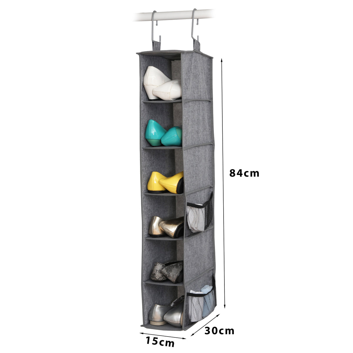 Grey Wardrobe Hanging Storage Shelf Organiser