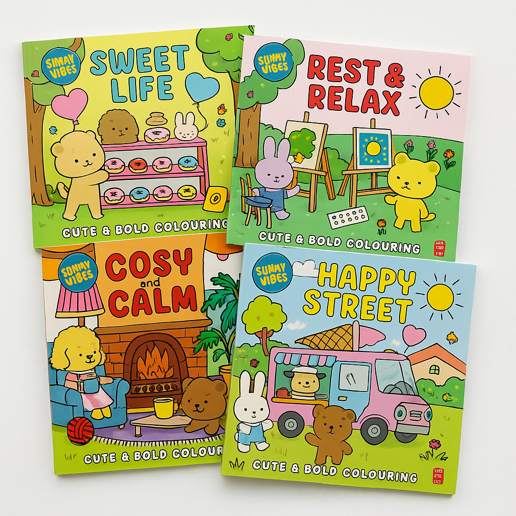 Sunny Vibes Cute & Bold Cosy Colouring Book Bundle