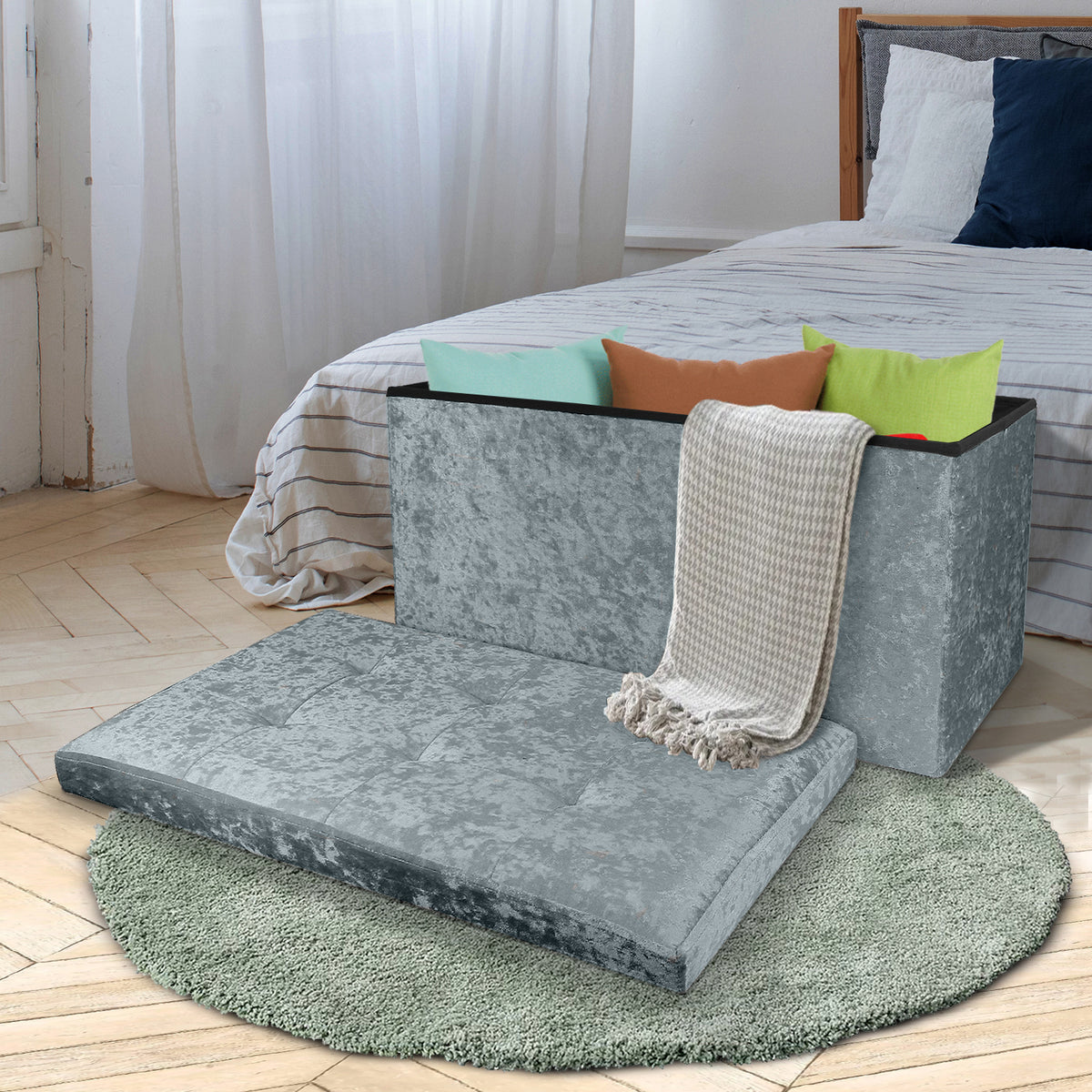 Crushed Velvet Foldable Storage  by Daniel James