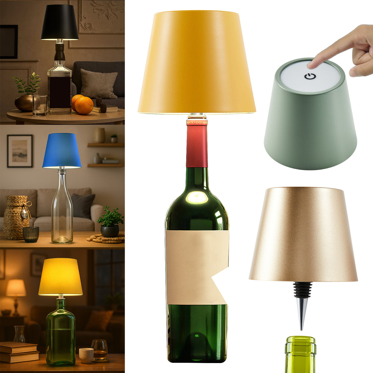 Cordless LED Bottle Stopper Lamp