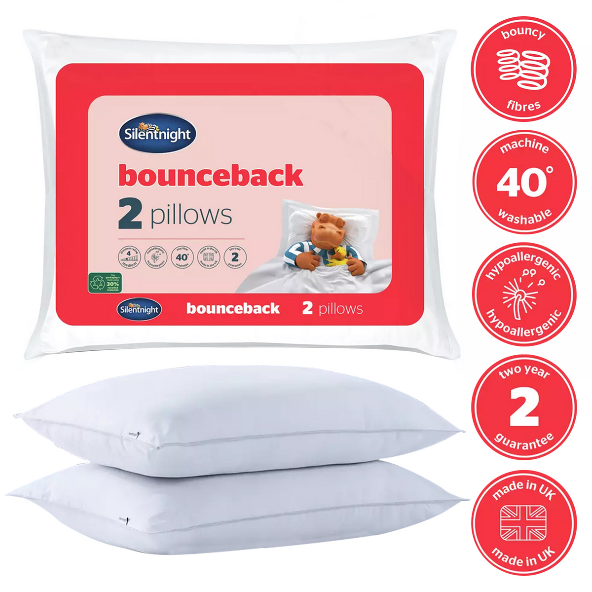 Pack of 2 Silentnight Bounceback Pillows