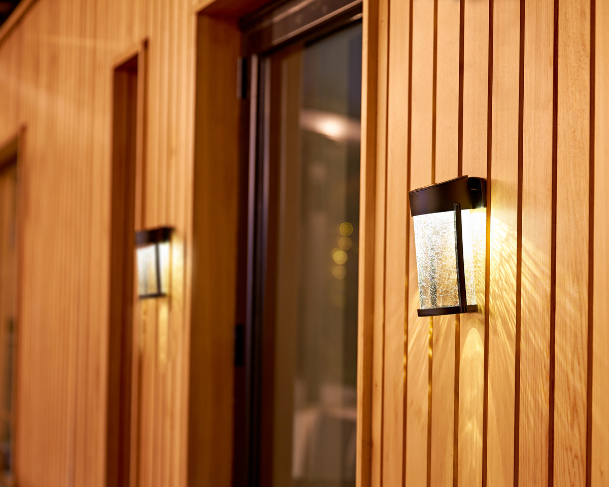 Set of 2 Solar Crackled Glass Wall Lights