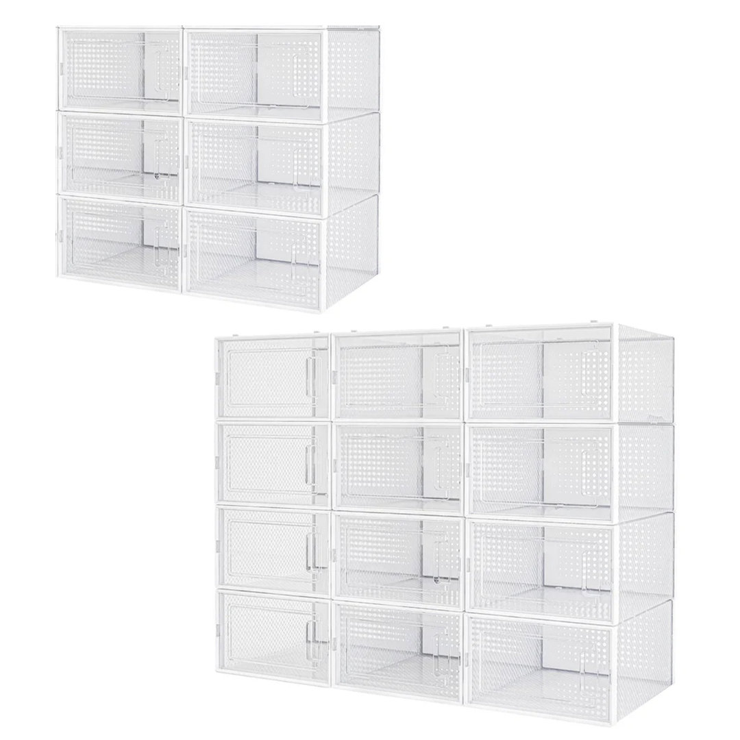 Clear Shoe Box Stackable Clickable Storage - Pack of 6 or 12