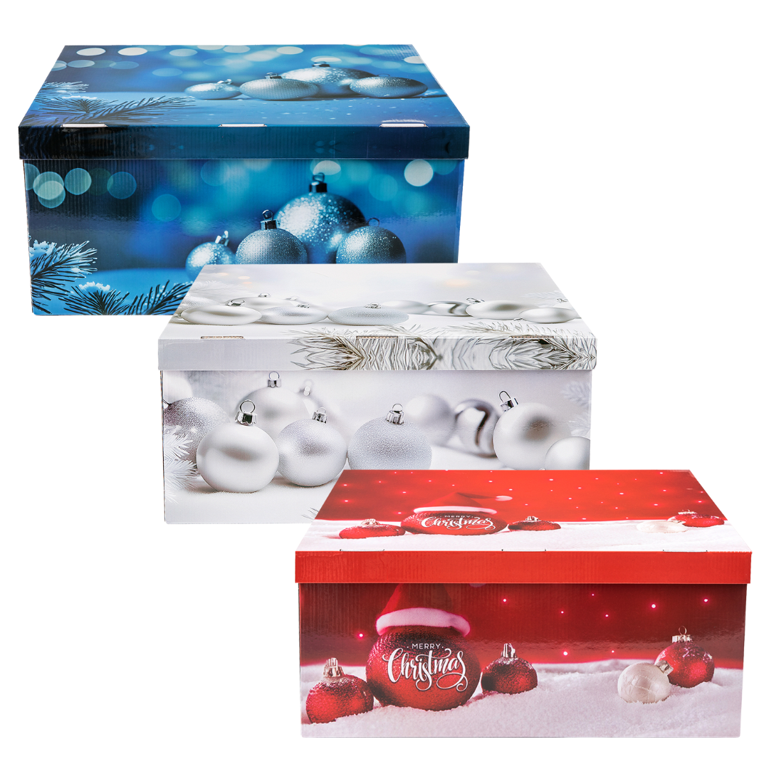 Pack of 3 Christmas Storage Gift Boxes