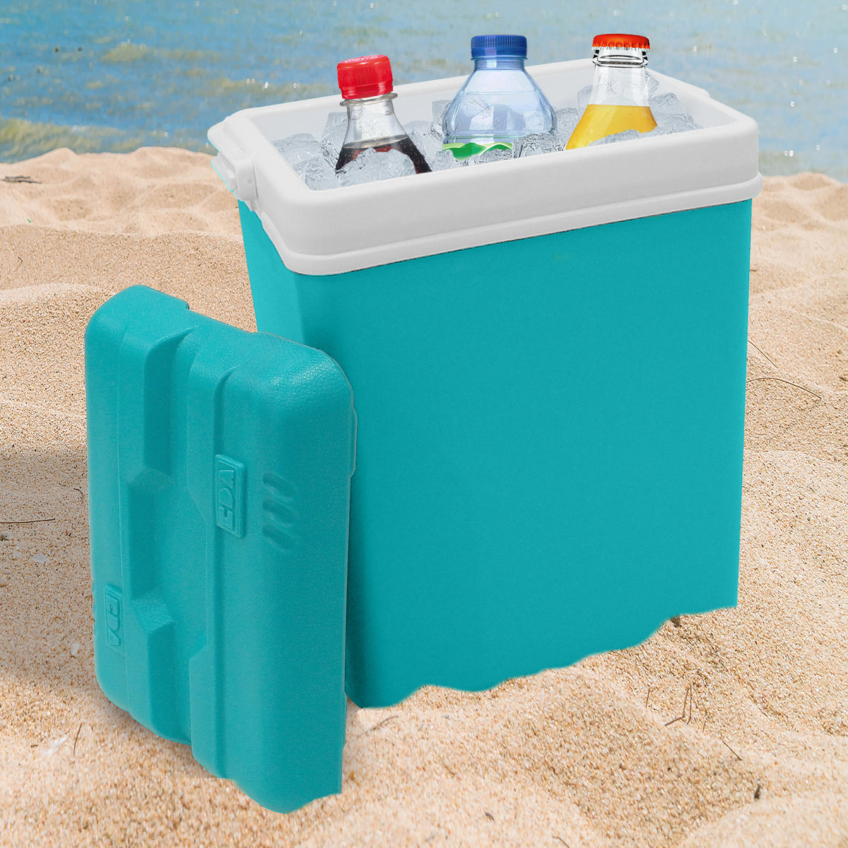 Insulated Cooler Box with Handle – 15L, 24L & 35L – Turquoise or Grey