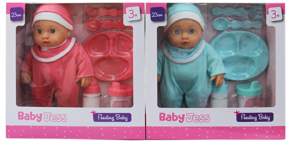 23cm Baby Doll with Accessories | Pink or Blue Set