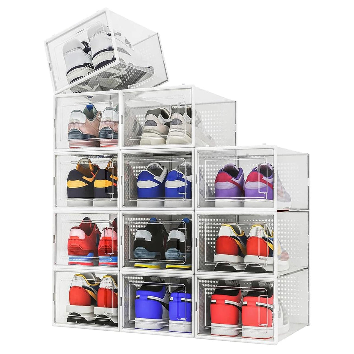 Clear Shoe Box Stackable Clickable Storage - Pack of 6 or 12