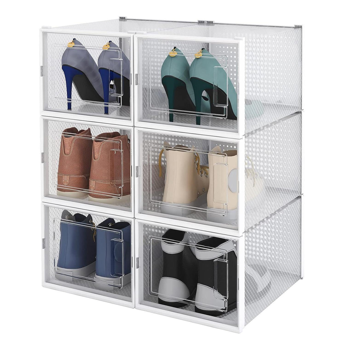 Clear Shoe Box Stackable Clickable Storage - Pack of 6 or 12