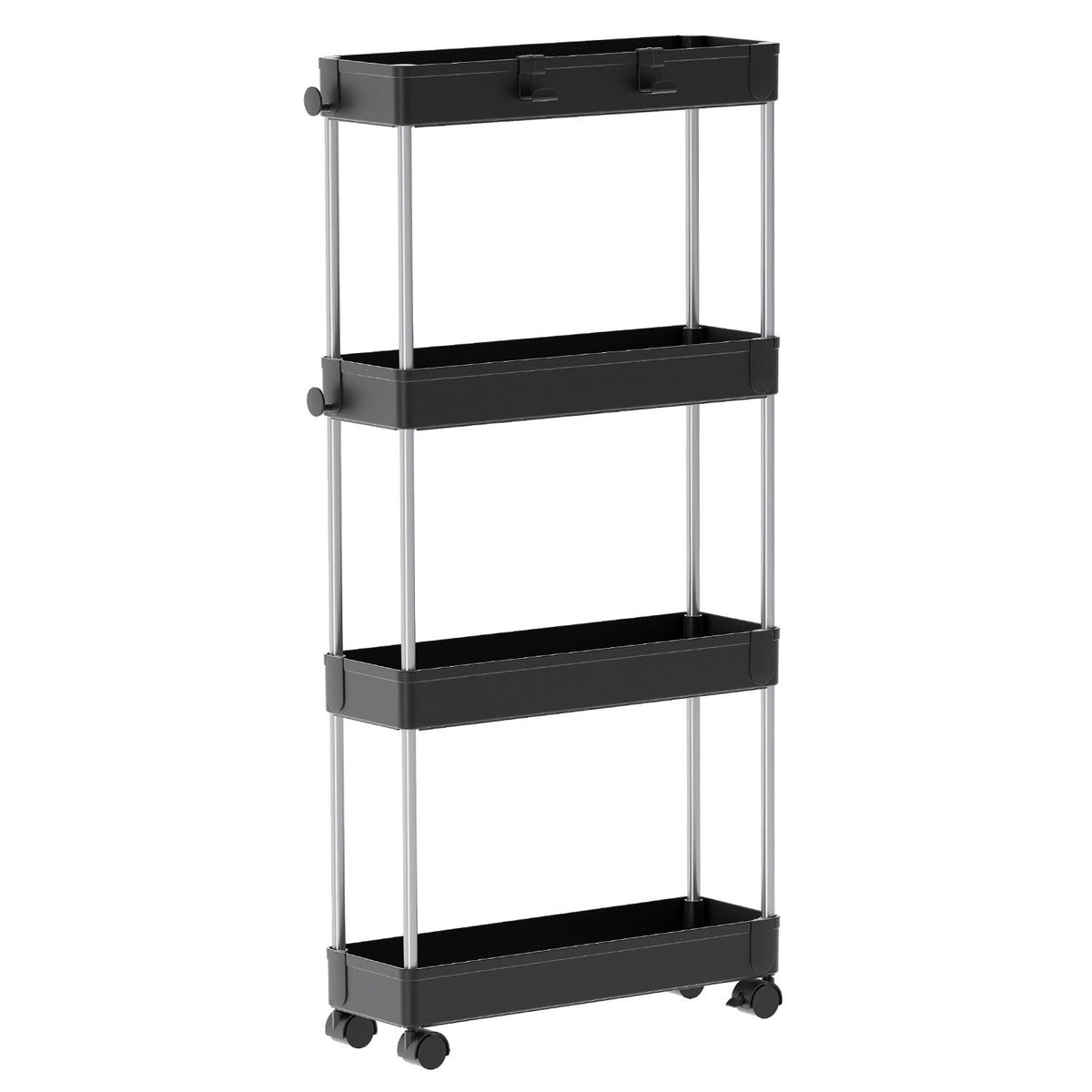 4 Tier Slim Storage Trolley with Wheels – Black or White