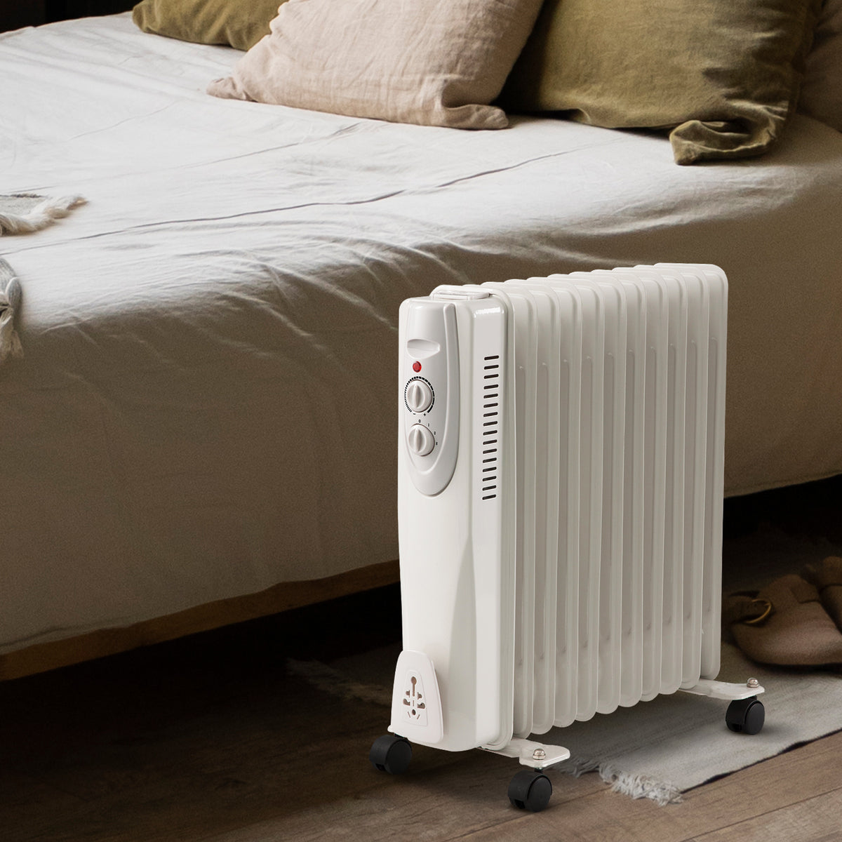 White 11 Fin 2500W Oil Filled Radiator