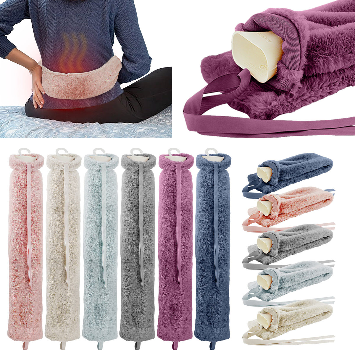 2 Litre Long Hot Water Bottle With Faux Fur Cover