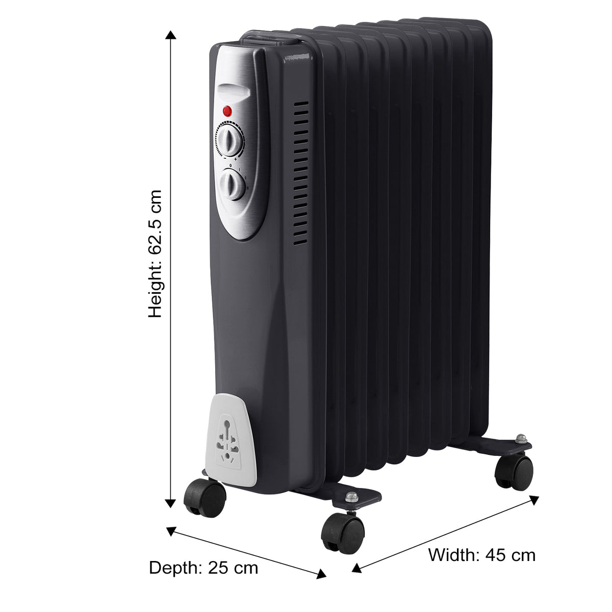 Black 9 Fin 2000W Oil Filled Radiator