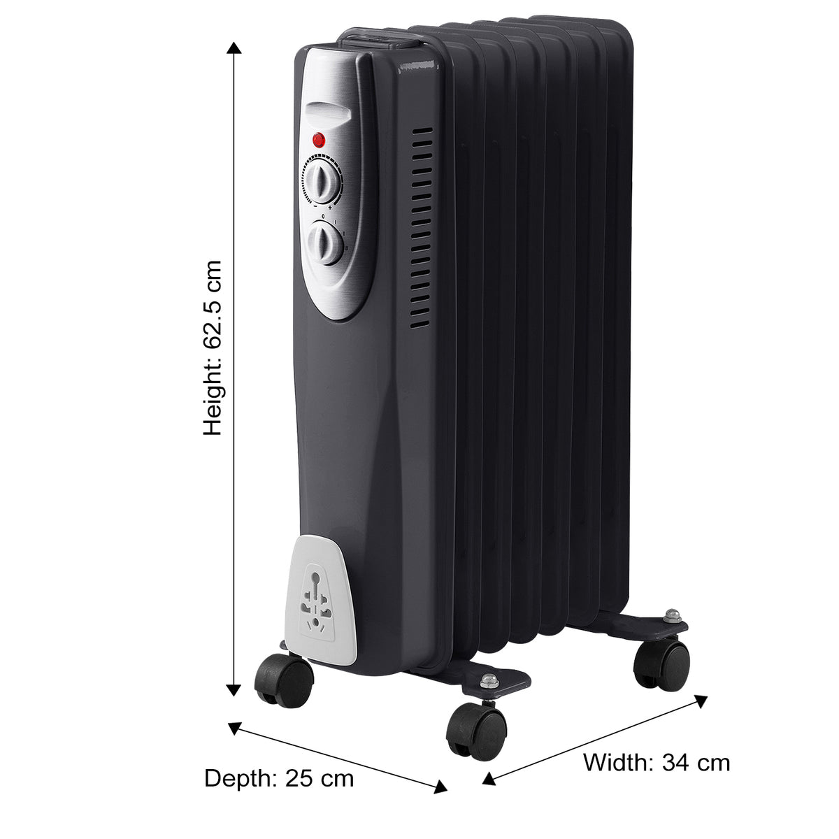 Black 7 Fin 1500W Oil Filled Radiator
