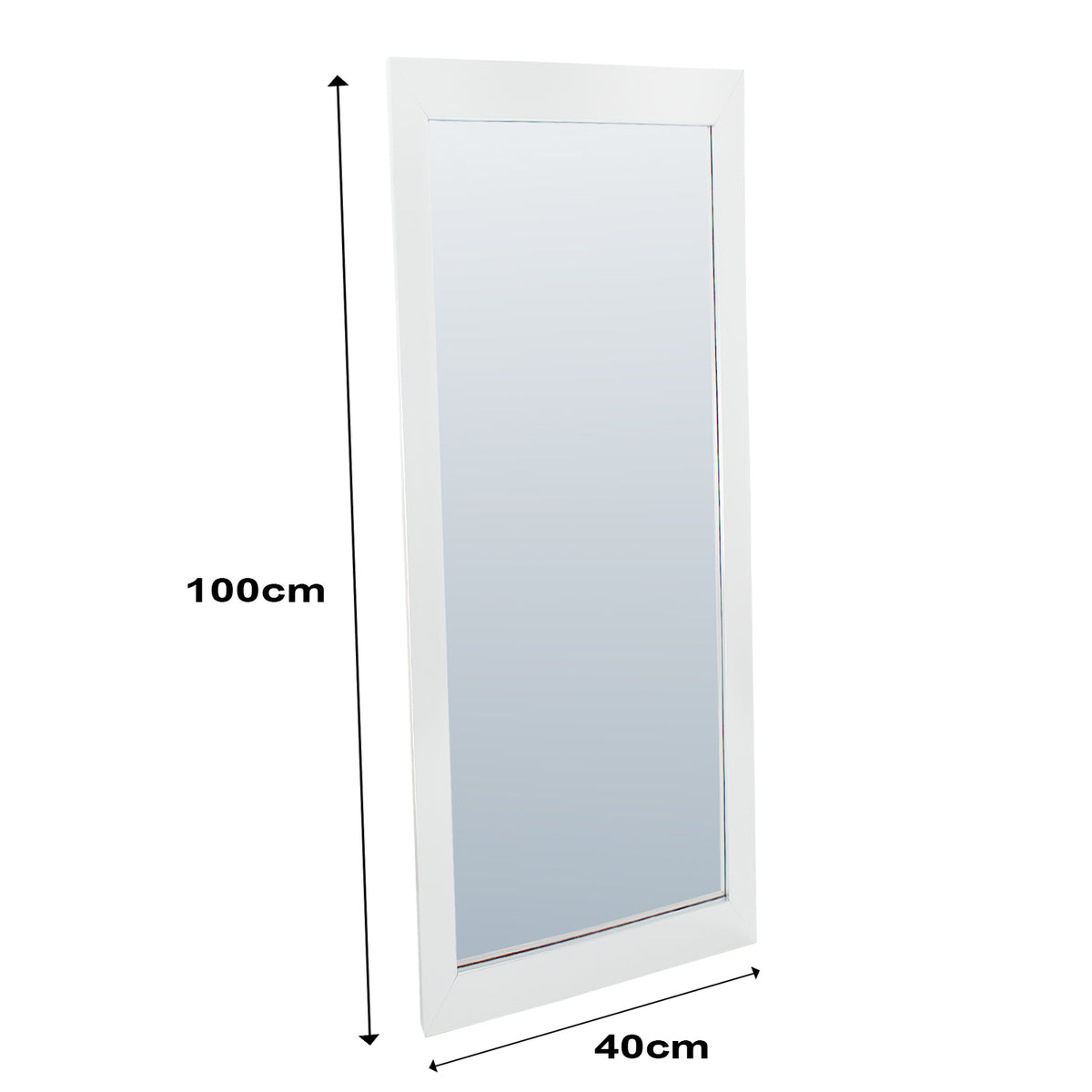 White Full Length Wall Mounted Framed Mirror - 100cm x 40cm