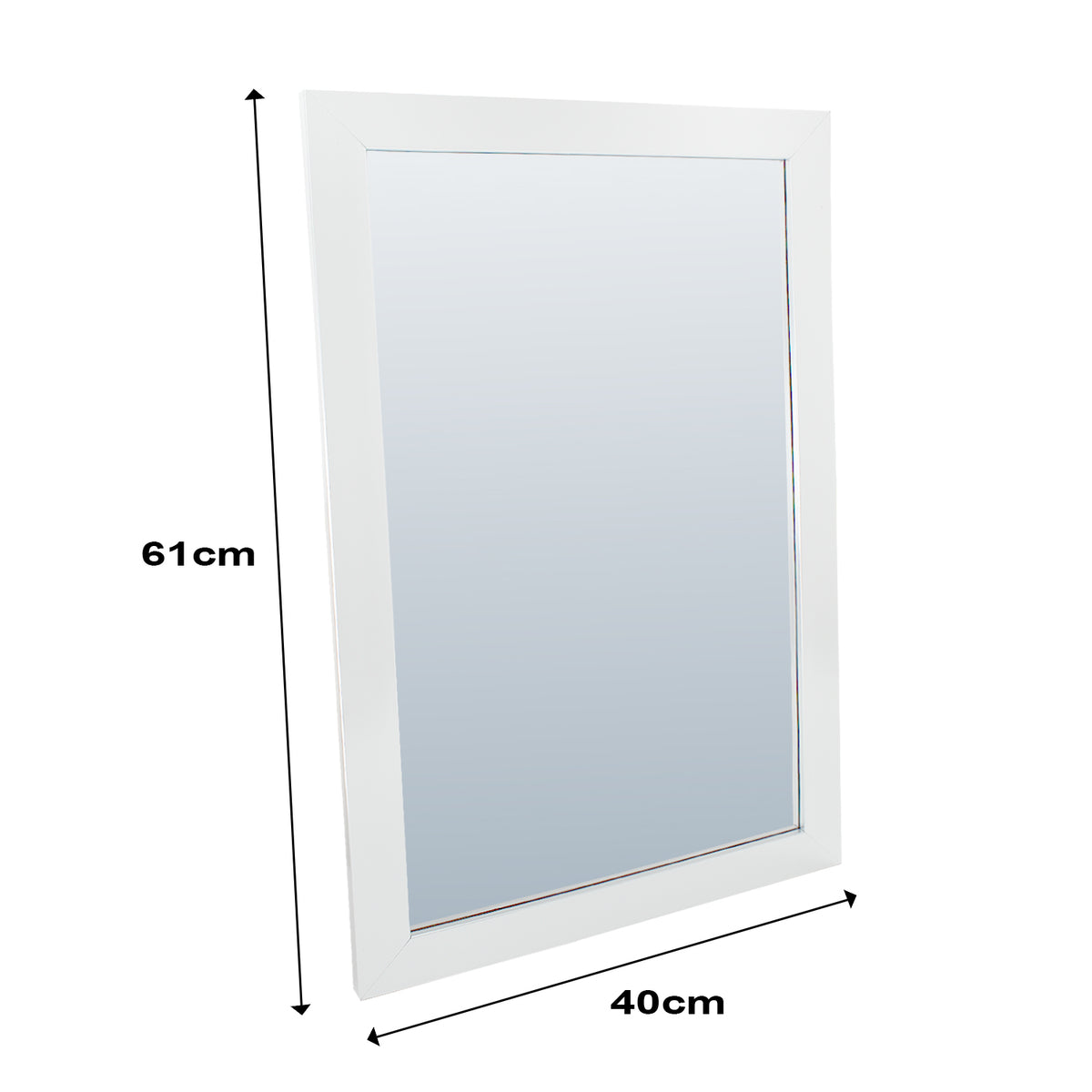 White Wall Mounted Framed Mirror - 40cm x 61cm