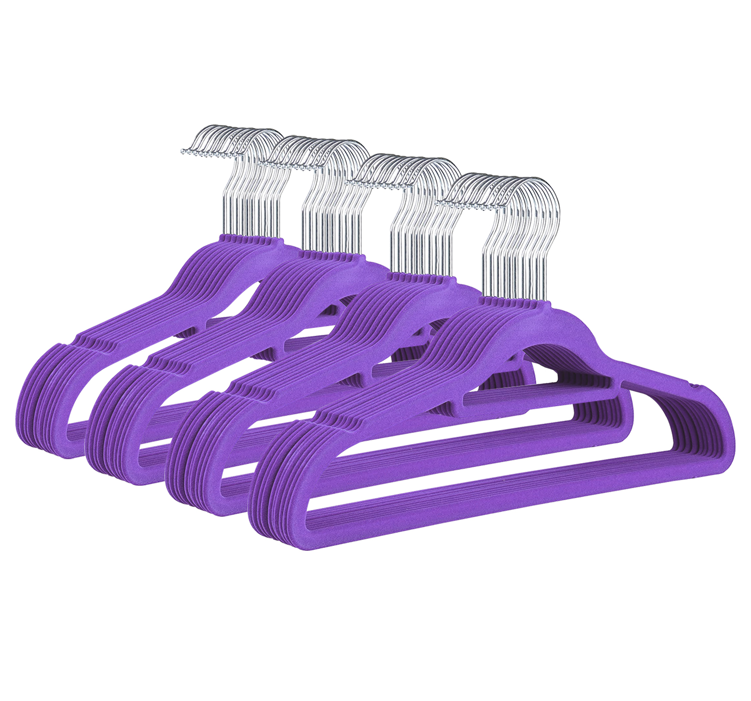 Pack of 40 Purple Luxury Non Slip Flocked Velvet Hangers