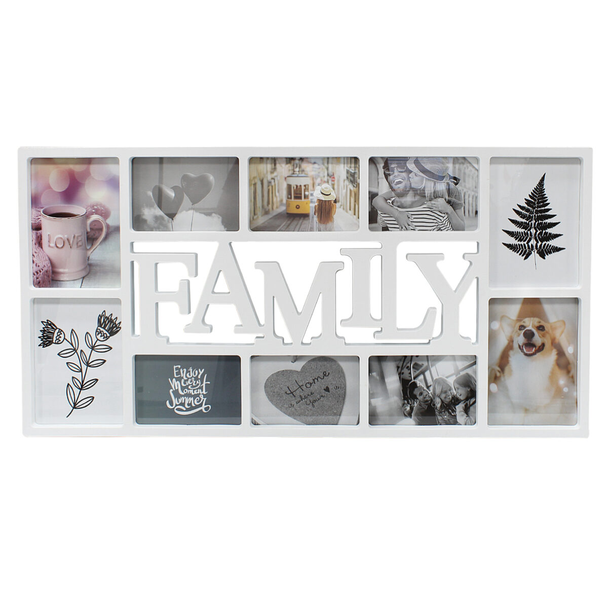 White 10 Photo Family Frame