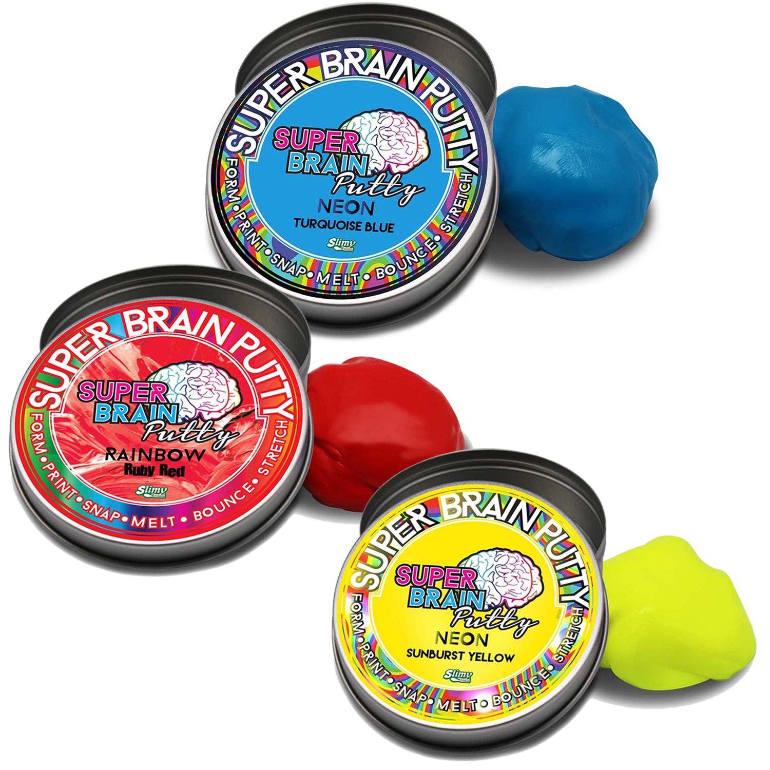 Slimy Super Brain Putty 75g Choose Red Yellow Green Purple or Blue NEW