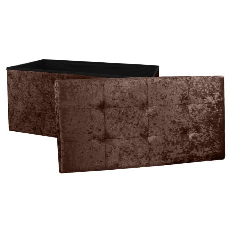 Large Brown Double Crushed Velvet Storage Ottoman