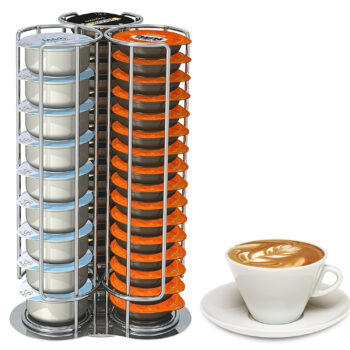 48 Tassimo Coffee Pod Capsule Holder Stylish 3 Tower Stand Rack Chrome Steel UK