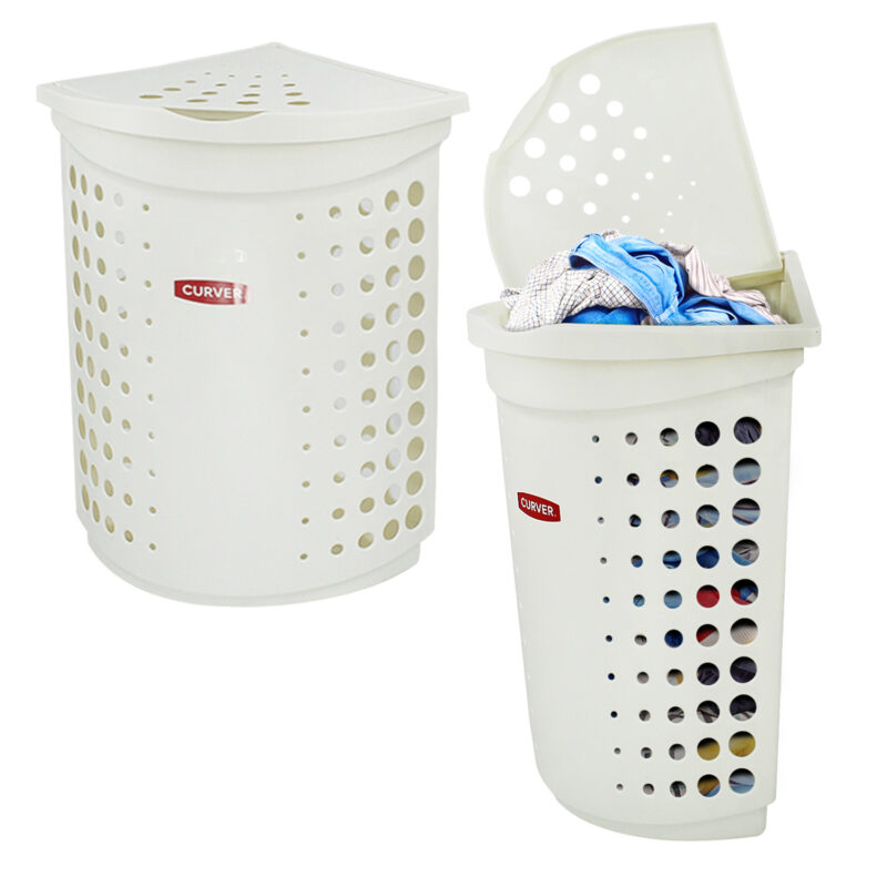 Cream Curver 40L Corner Laundry Basket