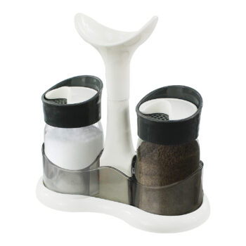 Glass Salt & Pepper Mill Set With Stand