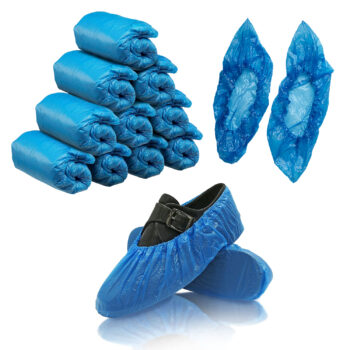100 Disposable Blue Plastic Anti-Slip Shoe Covers