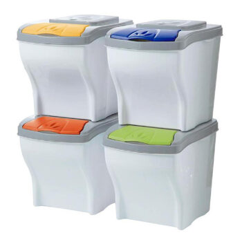 Set of 4 20 Litre Stackable Waste Recycling Bins
