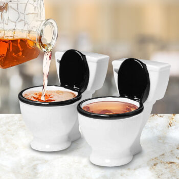 Set of 2 Ceramic Novelty Toilet Shot Glasses