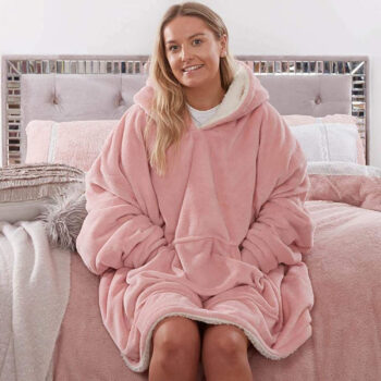 Adults Pink Sherpa Fleece Hoodie Blanket