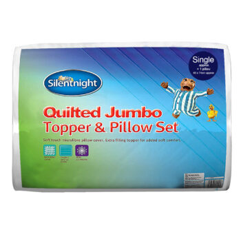 Silentnight Quilted Jumbo Single Mattress Topper & Pillow Set