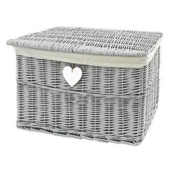 Large Rectangle Grey Wicker Laundry Basket with Lid