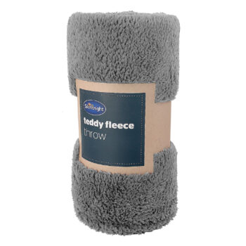 Silentnight Charcoal Grey Teddy Fleece Throw Blanket