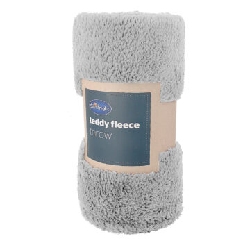 Silentnight Silver Grey Teddy Fleece Throw Blanket