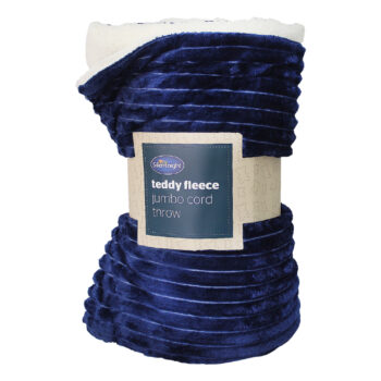 Silentnight Navy Teddy Fleece Jumbo Cord Throw Blanket