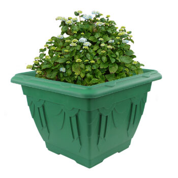 Green 38cm Venetian Style Square Planter Flower Pot